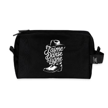 J'aime la danse en ligne - motif de danse en ligne - Trousse de toilette en tissu recyclé - noir - Devant