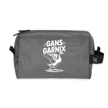 Gans oder garnix Gans und lustiger Spruch - Recycelte Kulturtasche - Anthrazit - Vorne