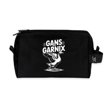 Gans oder garnix Gans und lustiger Spruch - Recycelte Kulturtasche - Schwarz - Vorne