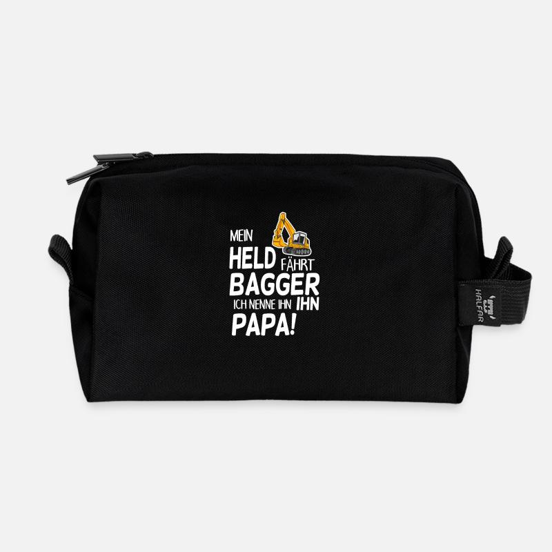 Bagger Held Papa Vater Geschenk - Recycelte Kulturtasche - Schwarz