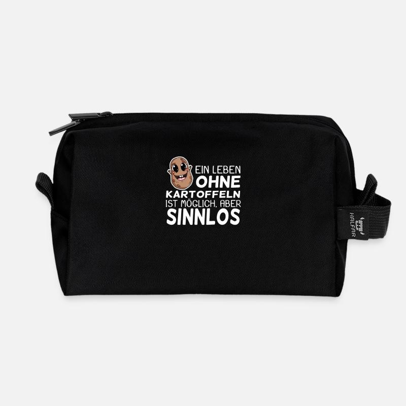 Kartoffel lustiger Spruch - Recycelte Kulturtasche - Schwarz