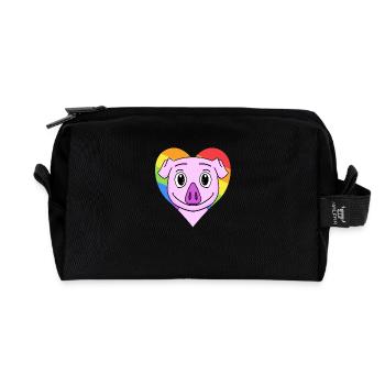 Schwein Lgbt Regenbogen Farben - Recycelte Kulturtasche - Schwarz - Vorne