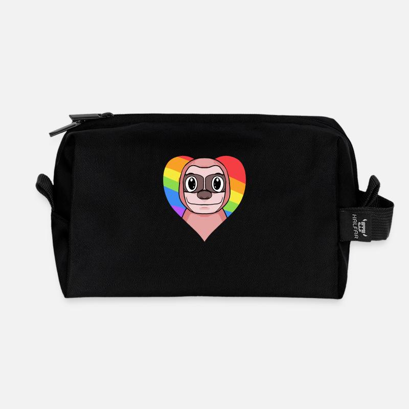 LGBT Animal Sloth Rainbow - Recycled Toiletry Zip Bag - black