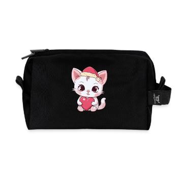 Weihnachten für Kinder Kind Katze Katzen Xmas - Recycelte Kulturtasche - Schwarz - Vorne