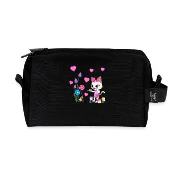Cat Artist Colorful Nature Children Child Cats - Recycled Toiletry Zip Bag - black - Front