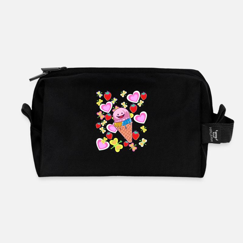 Sommer Retro Eis Eiskrem Kinder Kind Eiscrem - Recycelte Kulturtasche - Schwarz