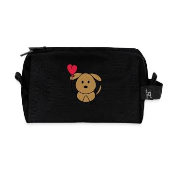Hundi mit Herzballon - Recycelte Kulturtasche - Schwarz - Vorne