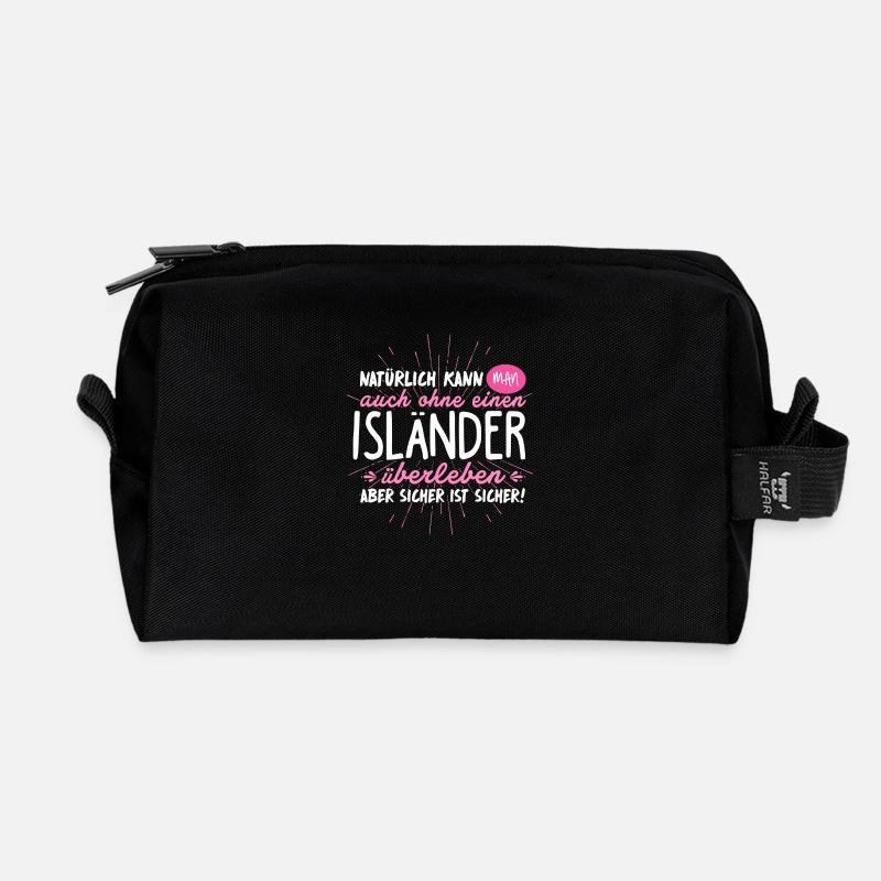 Niemals ohne ISLÄNDER - Recycelte Kulturtasche - Schwarz