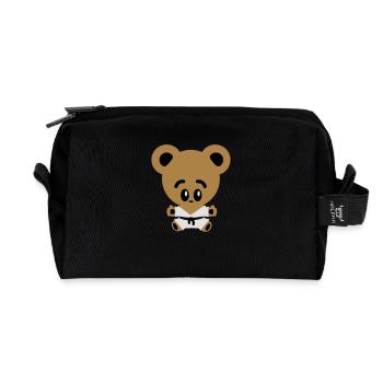 ours de kung fu - Trousse de toilette en tissu recyclé - noir - Devant