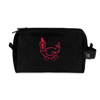 poule dessin oeufs chicken 102 - Trousse de toilette en tissu recyclé - noir - Devant