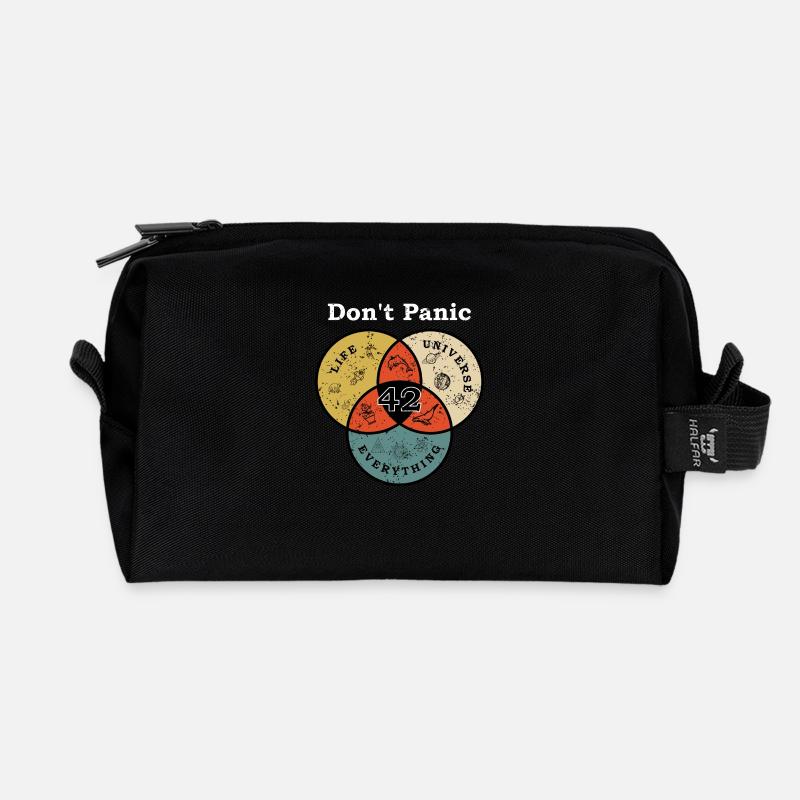 Don't Panic 42 Antwort Frage Leben Universum Rest - Recycelte Kulturtasche - Schwarz