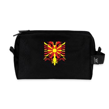 Macédoine Albanie Drapeau - Trousse de toilette en tissu recyclé - noir - Devant
