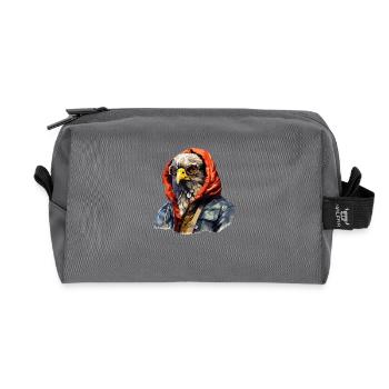 Faucon de style de rue | Amoureux des faucons - Trousse de toilette en tissu recyclé - anthracite - Devant