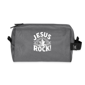 Jesus ist mein Fels in der Brandung - Recycelte Kulturtasche - Anthrazit - Vorne