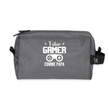 Future Gamer Like Dad - New Dad - Recycled Toiletry Zip Bag - anthracite - Front