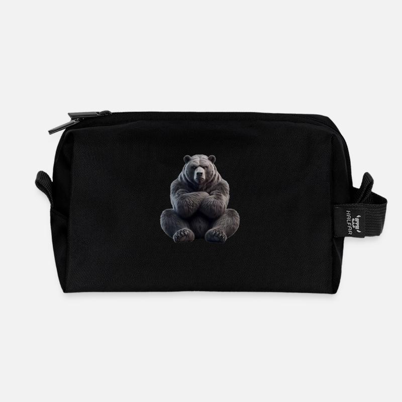 Bär grimmig 1 - Recycelte Kulturtasche - Schwarz