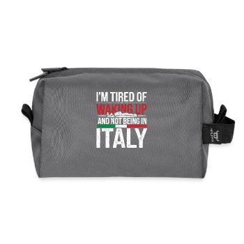 Sehnsucht nach Italien - Recycelte Kulturtasche - Anthrazit - Vorne