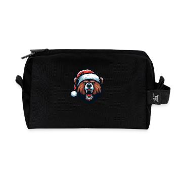 Christmas Grizzly Bear - Recycled Toiletry Zip Bag - black - Front