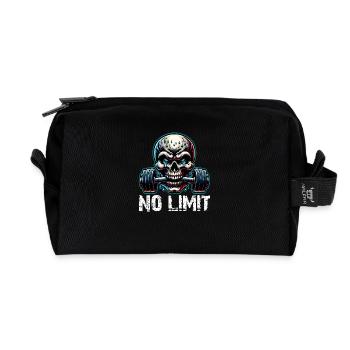 No Limit Workout Bodybuilding Skull with Dumbbell - Recycled Toiletry Zip Bag - black - Front