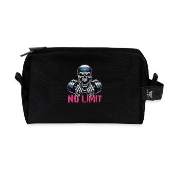 No Limit Workout Bodybuilding Skull with Dumbbell - Recycled Toiletry Zip Bag - black - Front