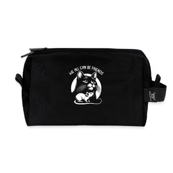 Katze und Maus in Freundschaft Frieden und Liebe - Recycelte Kulturtasche - Schwarz - Vorne