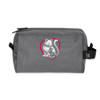 Le chat et la souris et l’amitié la paix et l’amour - Trousse de toilette en tissu recyclé - anthracite - Devant