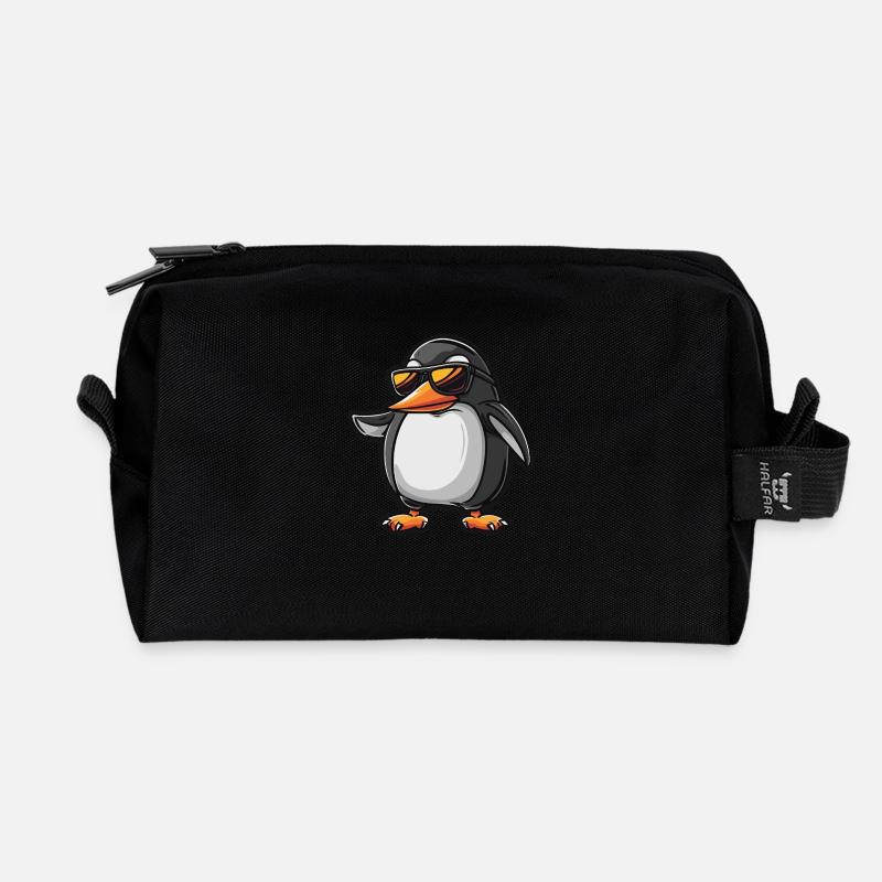 Penguin Comic Cool - Recycled Toiletry Zip Bag - black