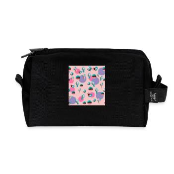 Motif de crème glacée, de cœurs et de planètes - Trousse de toilette en tissu recyclé - noir - Devant