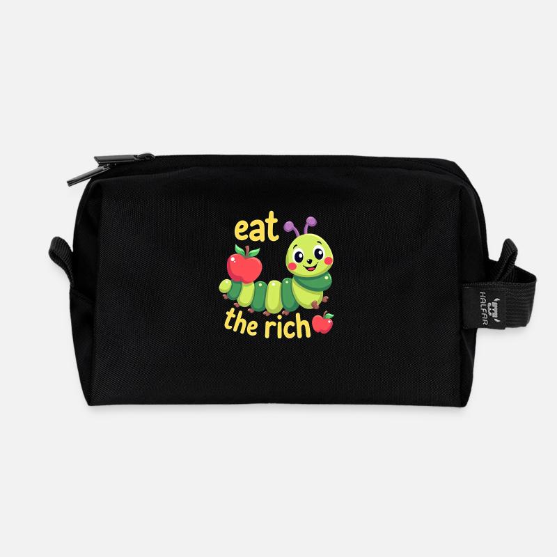 Eat The Rich - Hungry Caterpillar - Recycelte Kulturtasche - Schwarz