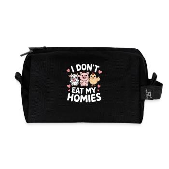 Vegetarian Vegan Veggie Vegetarian - Recycled Toiletry Zip Bag - black - Front