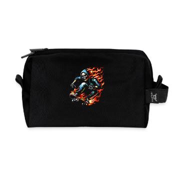 Skull skeleton on skateboard - Recycled Toiletry Zip Bag - black - Front