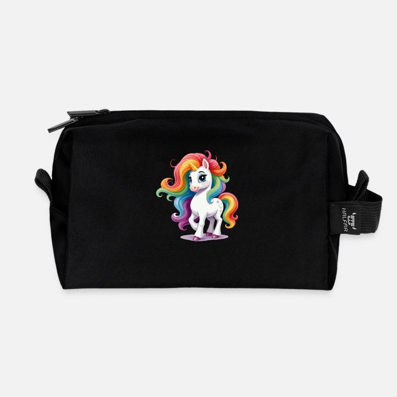 Einhorn anmutig - Recycelte Kulturtasche - Schwarz