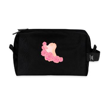 Cat among roses - Recycled Toiletry Zip Bag - black - Front