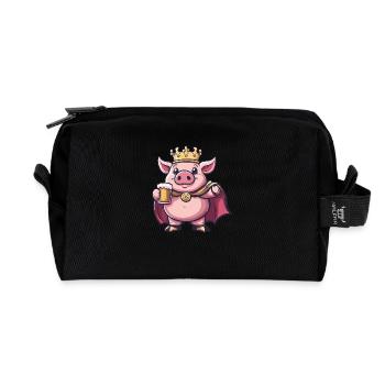 Bière de porc drôle - Trousse de toilette en tissu recyclé - noir - Devant