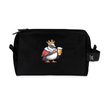 Pigeon Oiseau Bière Drôle - Trousse de toilette en tissu recyclé - noir - Devant
