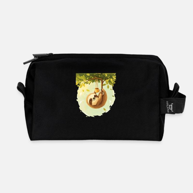 Faultier - Recycelte Kulturtasche - Schwarz