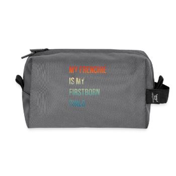 Frenchie Firstborn - Recycelte Kulturtasche - Anthrazit - Vorne
