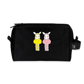 Couple de zèbres rose et jaune - Trousse de toilette en tissu recyclé - noir - Devant