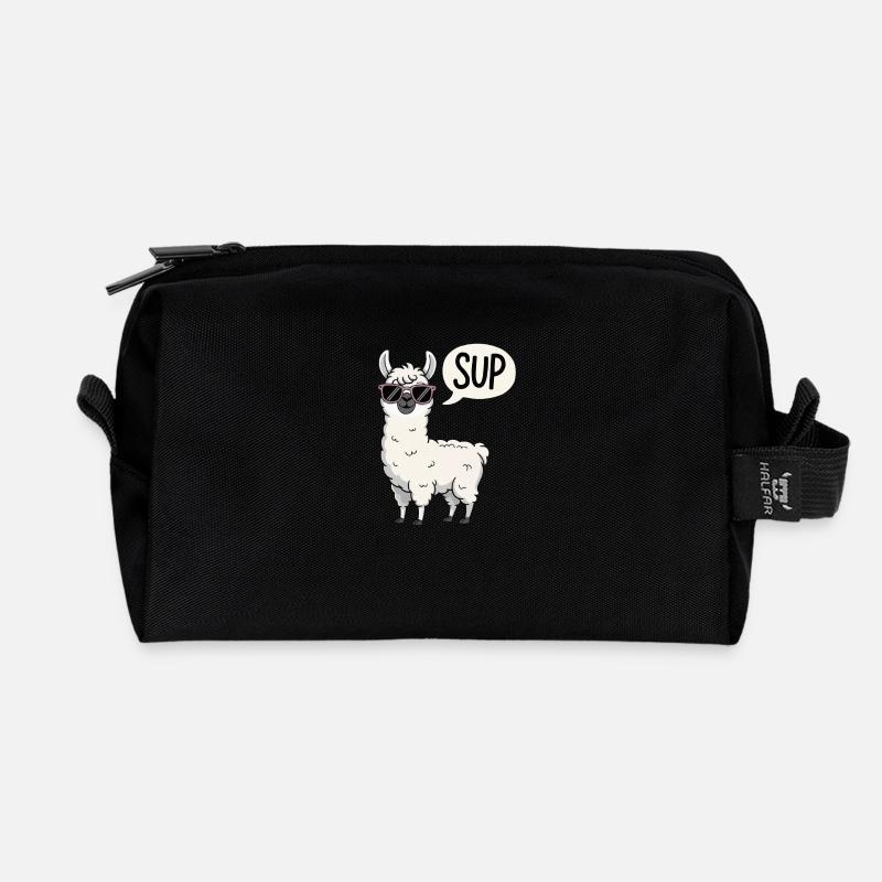 Cooles Lama mit Sonnenbrille – Lustiges Spruch T-S - Recycelte Kulturtasche - Schwarz
