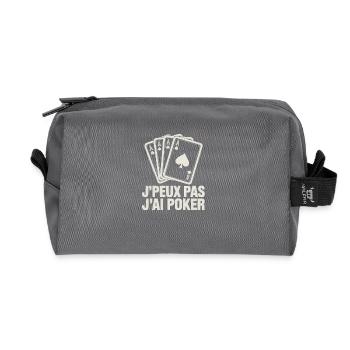 J’Peux Pas J’Ai Poker – Carte As Humour Joueur - Trousse de toilette en tissu recyclé - anthracite - Devant