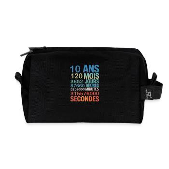 10 Ans – Compte à Rebours de la Vie en Secondes - Trousse de toilette en tissu recyclé - noir - Devant