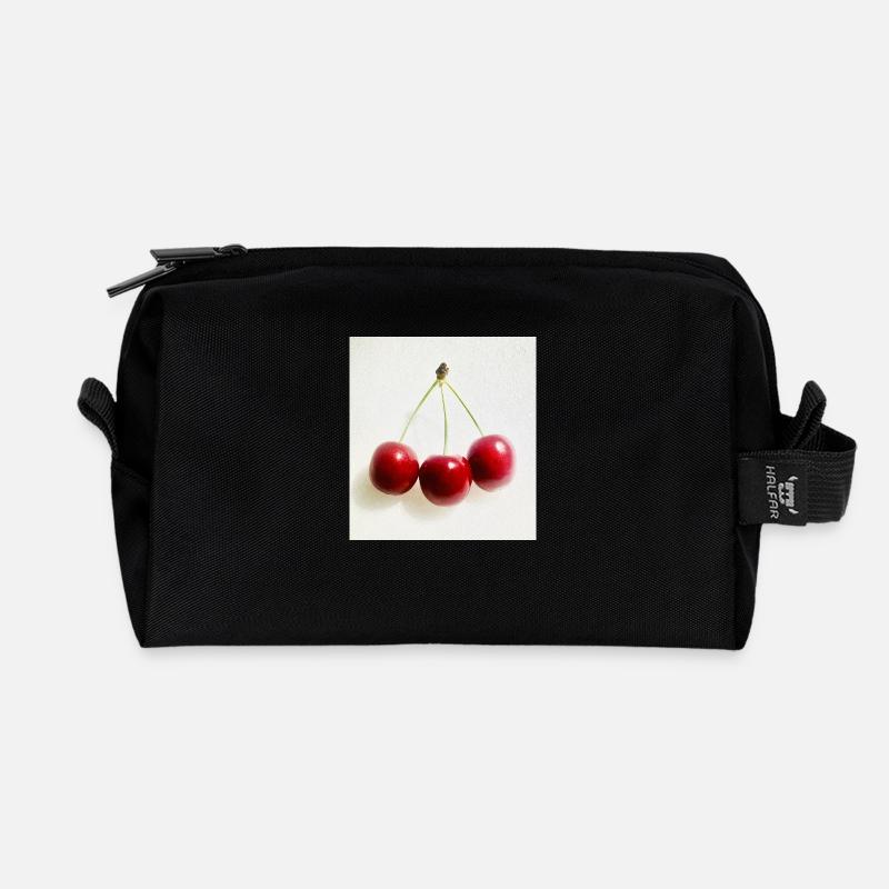 Kirsche - Recycelte Kulturtasche - Schwarz