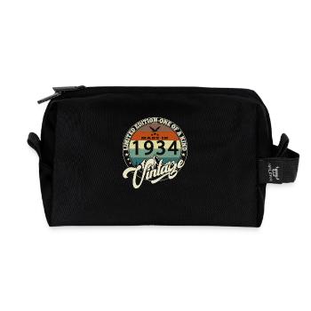 Vintage 1934 Best of 1934 - 91 Year Old Birthday - Recycled Toiletry Zip Bag - black - Front
