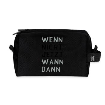 Sprüche - Recycelte Kulturtasche - Schwarz - Vorne