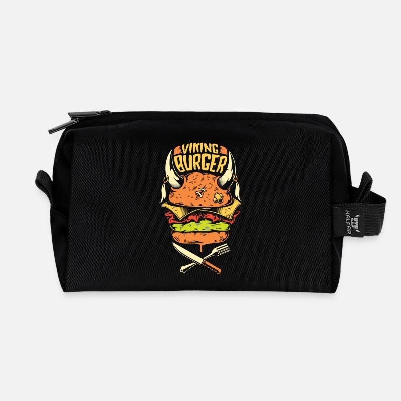 viking burger - Recycled Toiletry Zip Bag - black