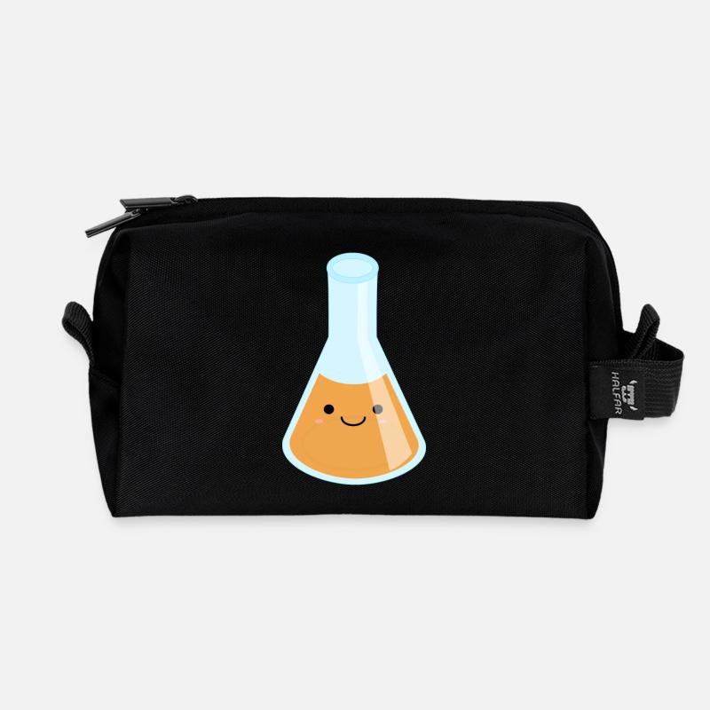 Kawaii orange substance gift idea - Recycled Toiletry Zip Bag - black
