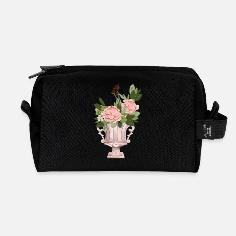 Rosensträussen - Recycelte Kulturtasche - Schwarz