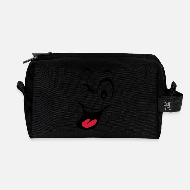 lachender Smiley humeur1 - Recycelte Kulturtasche - Schwarz