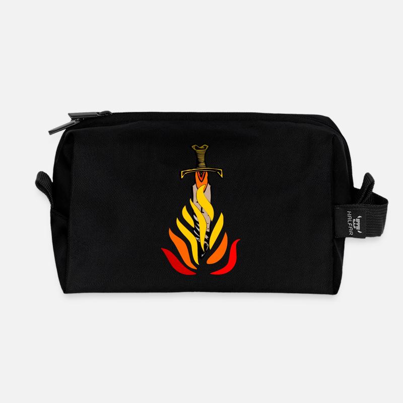 Schwert in Flammen - Recycelte Kulturtasche - Schwarz
