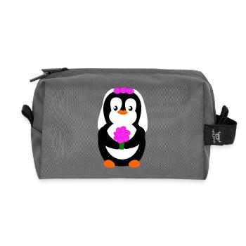pengiun bride - Trousse de toilette en tissu recyclé - anthracite - Devant